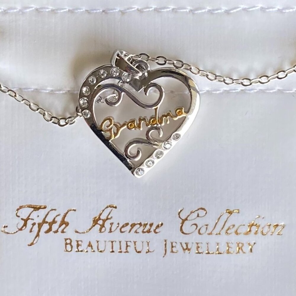 FAC Grandma Heart Silver Tone 18" Necklace NWT​